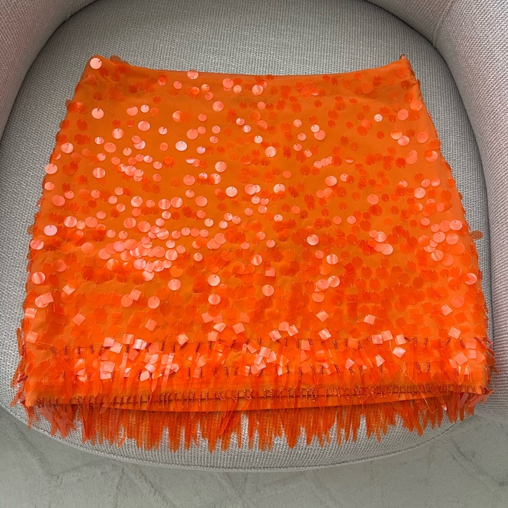 Staud “Rebecca” orange sequin skirt